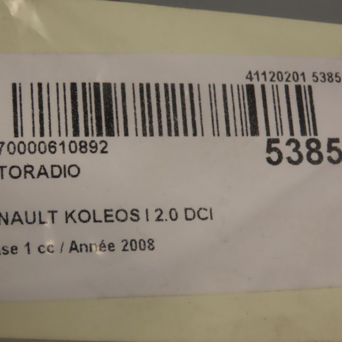Autoradio occasion RENAULT KOLEOS I Phase 1 06-2008->12-2011 2.0 DCI 150ch 28184JY00B 7