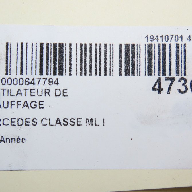 Ventilateur de chauffage occasion MERCEDES CLASSE ML I 7701062226 6