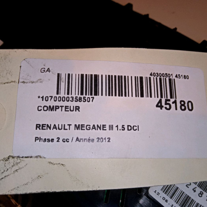 Compteur occasion RENAULT MEGANE III Phase 2 01-2012->06-2014 1.5 DCI 110ch 248105260R 4