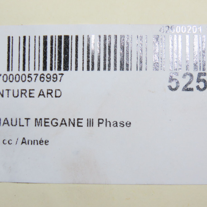 Ceinture arrière droite occasion RENAULT MEGANE III Phase 2 01-2012->06-2014 1.6 DCI 130ch 888403122R 6