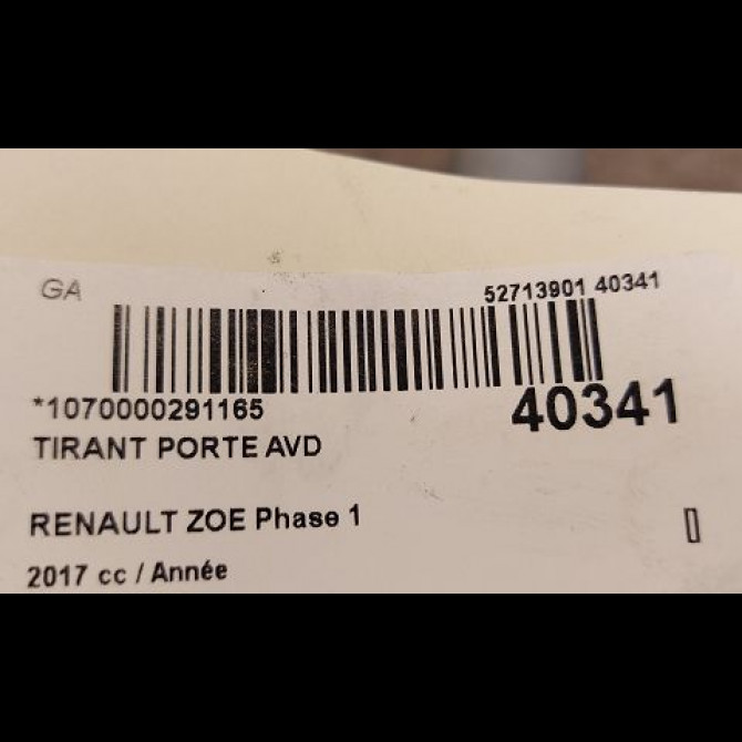 Tirant porte avd occasion RENAULT ZOE Phase 1 10-2012->... 2
