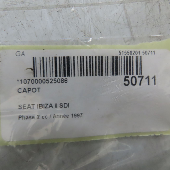 Capot occasion SEAT IBIZA II Phase 2 05-1996->09-1999 SDI 5