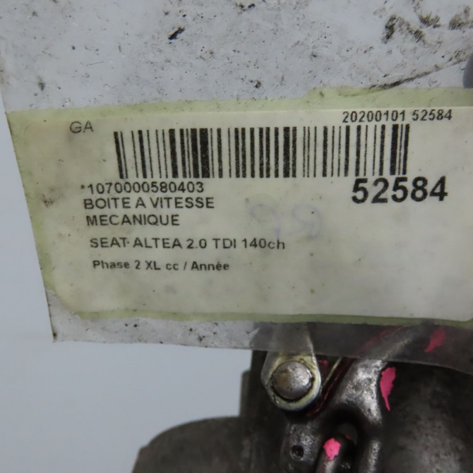 Boîte à vitesse mecanique occasion SEAT ALTEA Phase 2 XL 08-2010->11-2012 2.0 TDI 140ch 2Q300048J 6