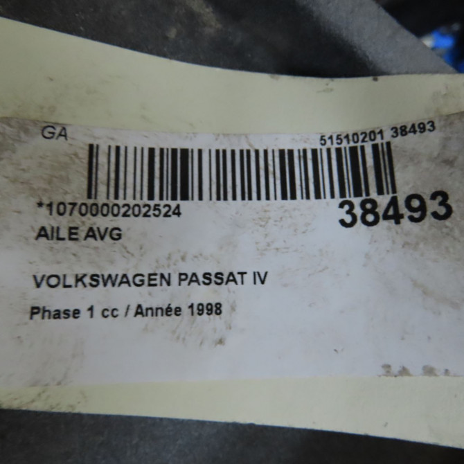 Aile avant gauche occasion VOLKSWAGEN PASSAT IV Phase 1 10-1996->10-2000 1.9 TDI 110ch 3B0821105C 7