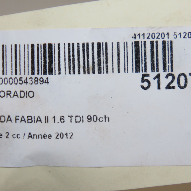 Autoradio occasion SKODA FABIA II Phase 2 03-2010->12-2014 1.6 TDI 90ch 5J0057156A 5