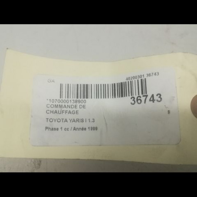 Commande de chauffage occasion TOYOTA YARIS I Phase 1 04-1999->03-2003 1.3 5591052010 4