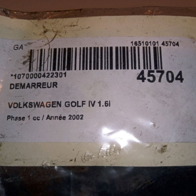 Démarreur occasion VOLKSWAGEN GOLF IV GOLF IV Phase 1 1998-01-01->2005-06-30 1.6i 16v 20911023FX 6