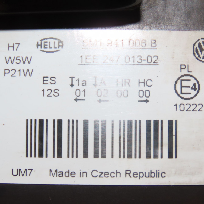 Phare droit occasion VOLKSWAGEN GOLF PLUS Phase 1 03-2005->03-2009 1.9 TDI 105ch 5M1941006B 4