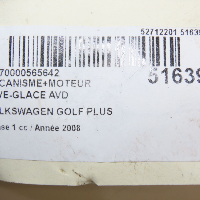 Mecanisme + moteur lève-glace avant droit occasion VOLKSWAGEN GOLF PLUS Phase 1 03-2005->03-2009 1.9 TDI 105ch 5M0837462 8