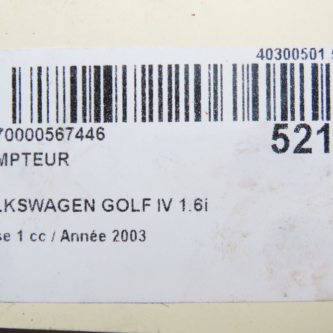 Compteur occasion VOLKSWAGEN GOLF IV GOLF IV Phase 1 1998-01-01->2005-06-30 1.6i 16v 1J0920806BX 8