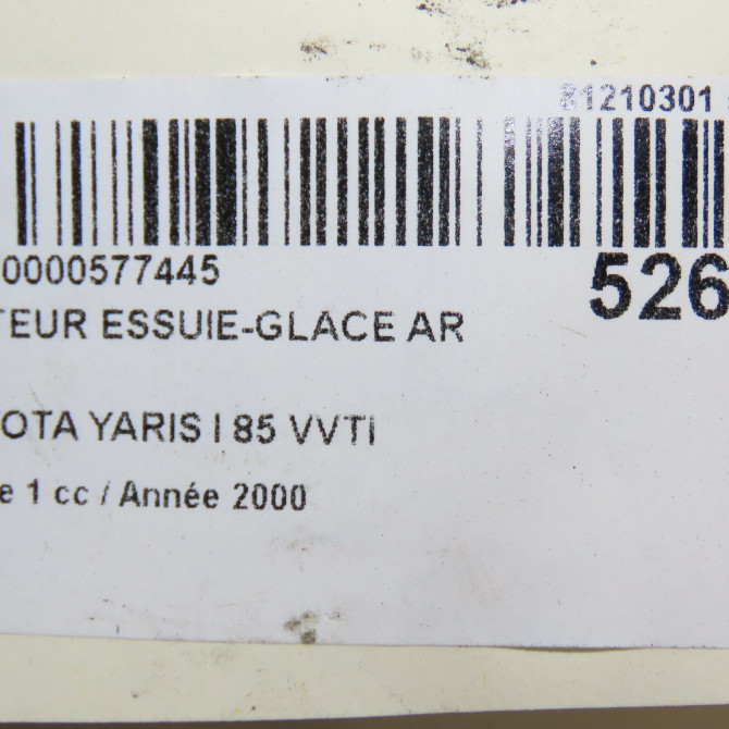 Moteur essuie-glace arrière occasion TOYOTA YARIS I Phase 1 04-1999->03-2003 85 VVTI 8513052010 7