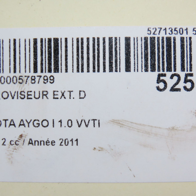 Retroviseur exterieur manuel droit occasion TOYOTA AYGO I Phase 2 01-2009->06-2012 1.0 VVTI 879100H011 5