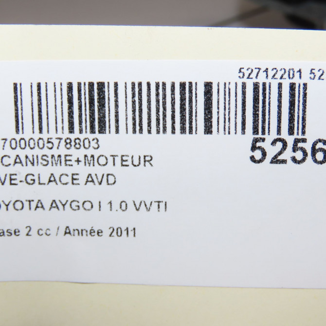 Mecanisme + moteur lève-glace avant droit occasion TOYOTA AYGO I Phase 2 01-2009->06-2012 1.0 VVTI 698100H020 5