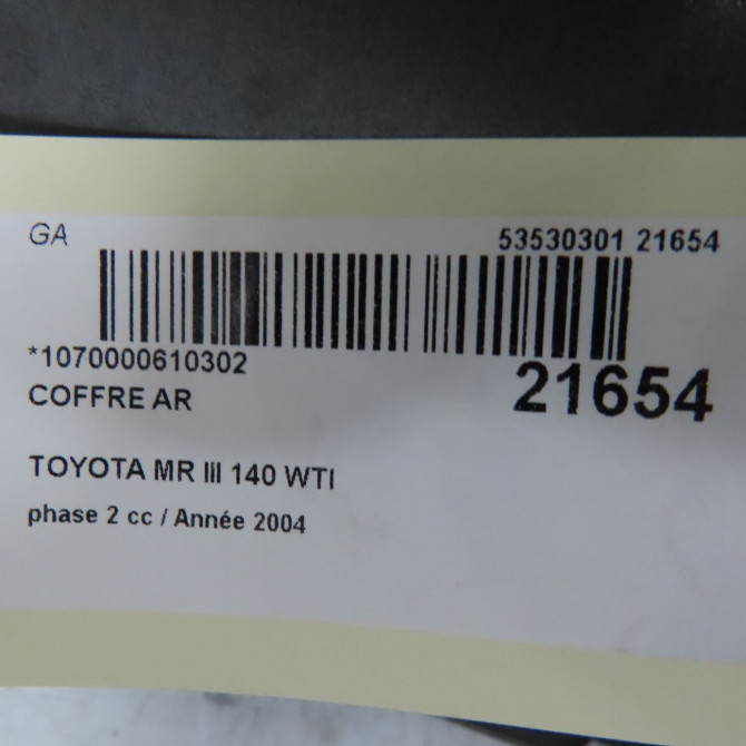 Coffre arrière occasion TOYOTA MR III phase 2 09-2002->12-2006 140 WTI 5