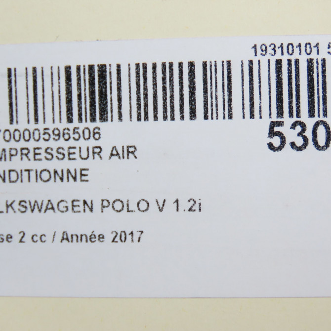 Compresseur air conditionne occasion VOLKSWAGEN POLO V Phase 2 02-2014->... 1.2i 90ch 8
