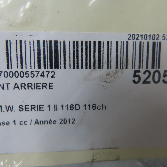 Pont arriere occasion B.M.W. SERIE 1 II Phase 1 08-2011->06-2015 116D 116ch 33107599466 7