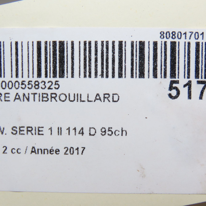 Phare antibrouillard avant droit occasion B.M.W. SERIE 1 II phase 2 03-2015->... 114 D 95ch 63177315560 6