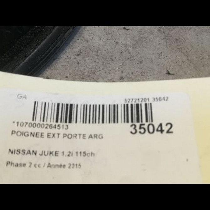 Poignee ext porte arg occasion NISSAN JUKE Phase 2 03-2014->... 1.2i 115ch 82607BA61D 2