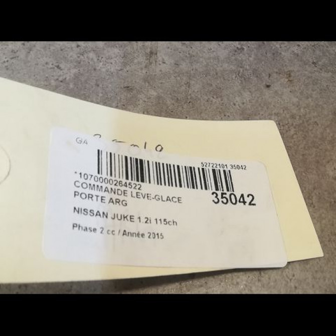 Commande leve-glace porte arrière gauche occasion NISSAN JUKE Phase 2 03-2014->... 1.2i 115ch 254111KL5A 2