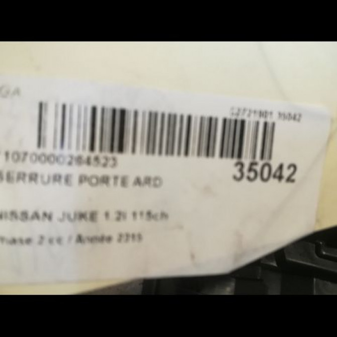 Serrure porte ard occasion NISSAN JUKE Phase 2 03-2014->... 1.2i 115ch 82500BA60B 3