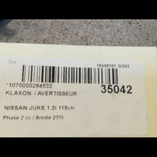 Klaxon  / avertisseur occasion NISSAN JUKE Phase 2 03-2014->... 1.2i 115ch 25620BV80A 3