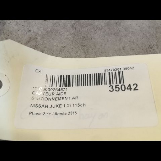 Capteur aide stationnement ar occasion NISSAN JUKE Phase 2 03-2014->... 1.2i 115ch 3