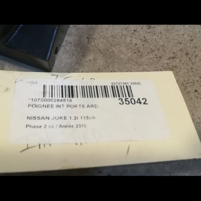 Poignee int porte ard occasion NISSAN JUKE Phase 2 03-2014->... 1.2i 115ch 80670BA61A 2