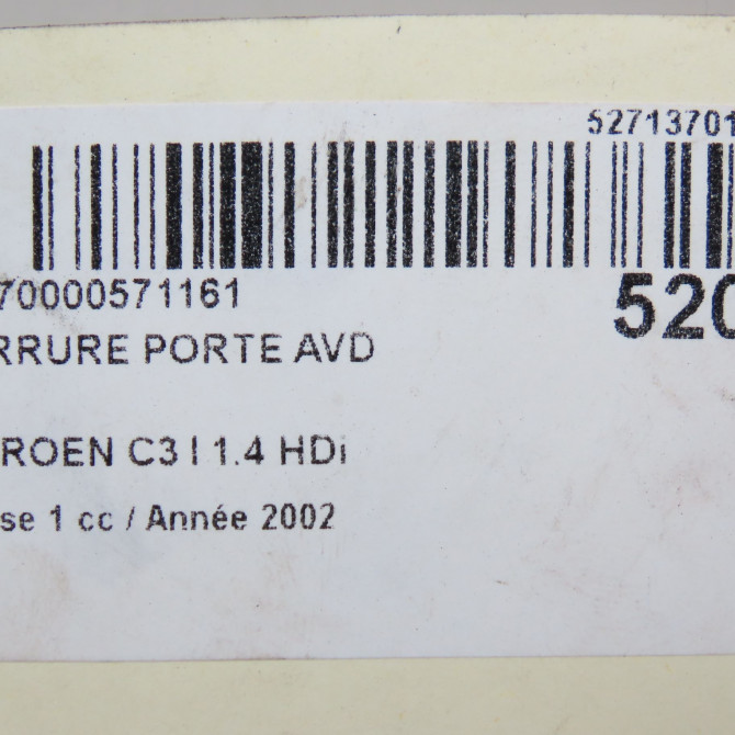 Serrure porte avd occasion CITROEN C3 I Phase 1 04-2002->10-2005 1.4 HDi 9136N5 6