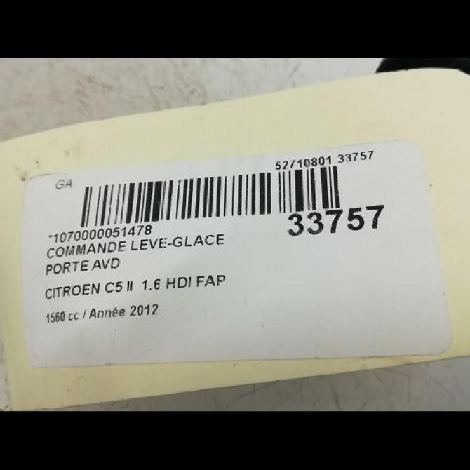 Commande lève-glace porte avant droite occasion CITROEN C5 II Phase 1 04-2008->... 1.6 HDi 110ch 6490Y8 5
