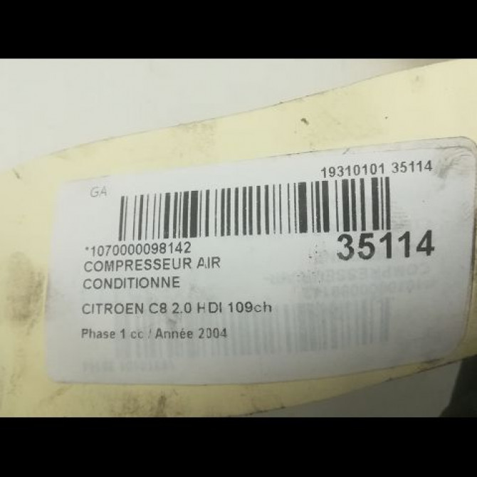Compresseur air conditionne occasion CITROEN C8 Phase 1 06-2002->... 2.0 HDI 109ch 6453JN 5