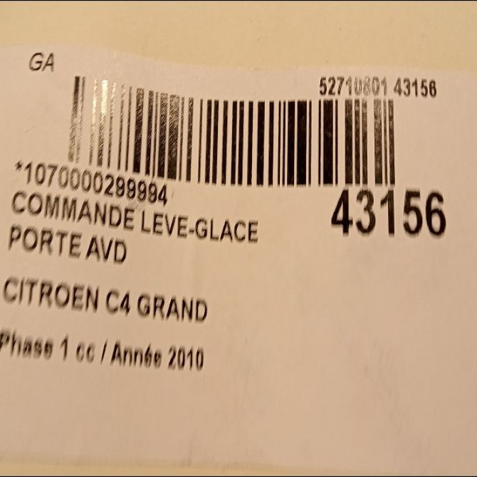 Commande lève-glace porte avant droite occasion CITROEN C4 GRAND PICASSO I Phase 1 10-2006->09-2013 1.6 HDI 110ch 6554YG 3