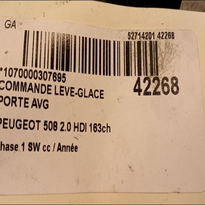 Commande lève-glace porte avant gauche occasion PEUGEOT 508 Phase 1 04-1995->04-1999 2.0 HDI 163ch 6490NR 3