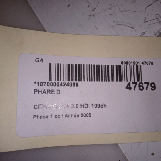 Phare droit occasion CITROEN C8 Phase 1 06-2002->... 2.0 HDI 109ch 620615 6