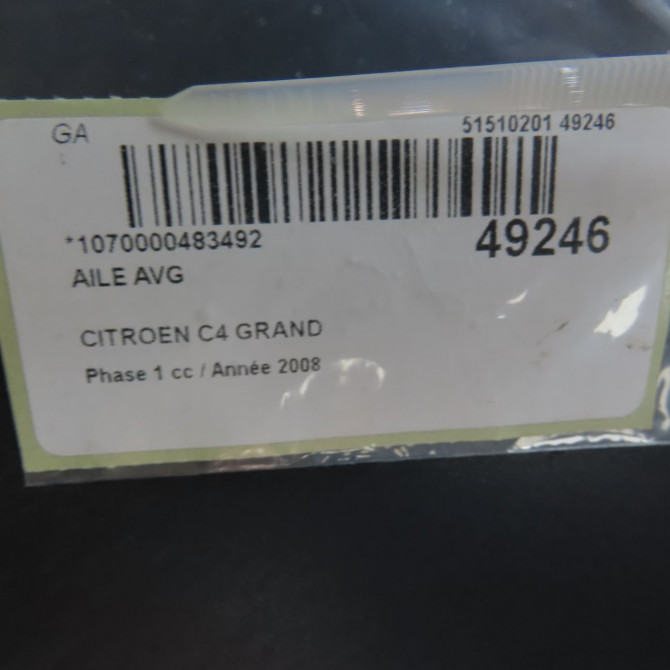 Aile avant gauche occasion CITROEN C4 GRAND PICASSO I Phase 1 10-2006->09-2013 1.6 HDI 110ch 7840V1 5