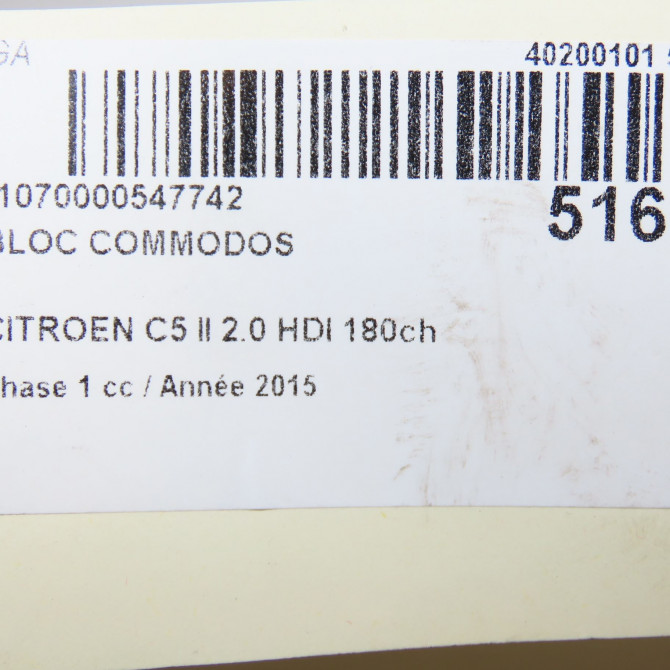 Bloc commodos occasion CITROEN C5 II Phase 1 04-2008->... 2.0 HDI 180ch 624383 8