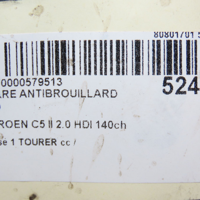 Phare antibrouillard avant droit occasion CITROEN C5 II Phase 1 04-1995->04-1999 2.0 HDI 140ch 6