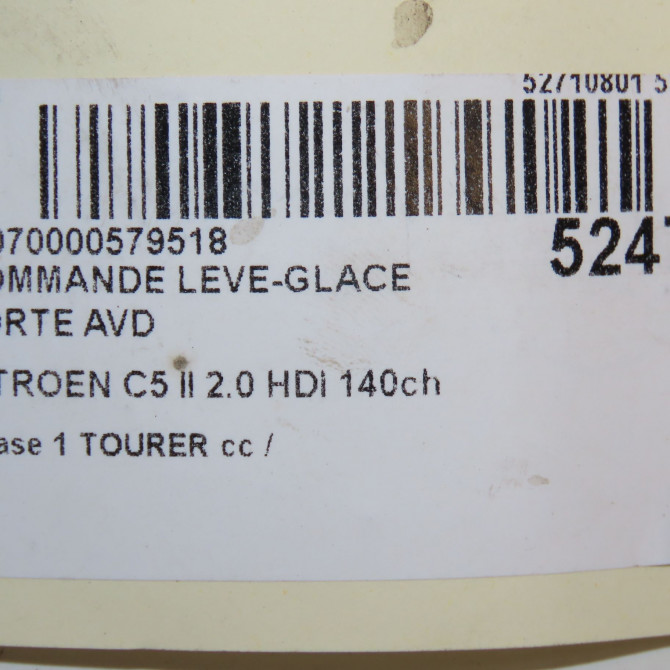 Commande lève-glace porte avant droite occasion CITROEN C5 II Phase 1 04-1995->04-1999 2.0 HDI 140ch 6490Y8 6