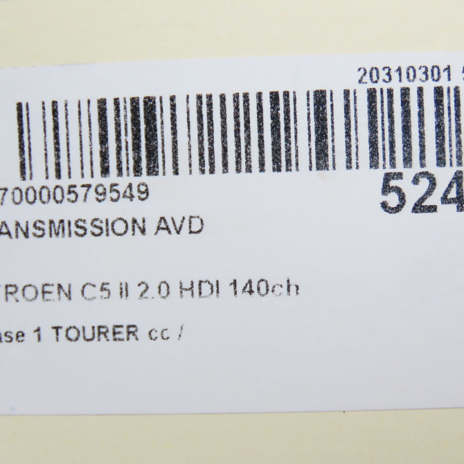 Transmission avant droite occasion CITROEN C5 II Phase 1 04-1995->04-1999 2.0 HDI 140ch 3273XA 7