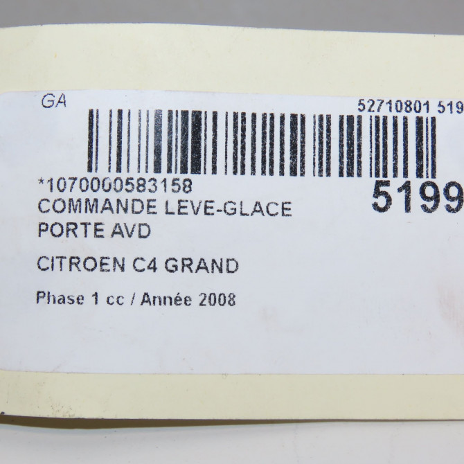 Commande lève-glace porte avant droite occasion CITROEN C4 GRAND PICASSO I Phase 1 10-2006->09-2013 1.6 HDI 110ch 6554YG 5