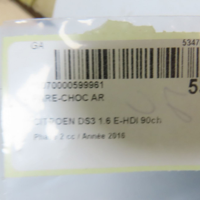 Pare-choc arrière occasion CITROEN DS3 Phase 1 04-1995->04-1999 1.6 E-HDI 90ch 1611631580 6