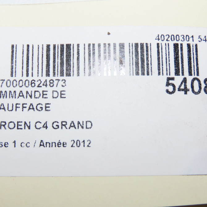 Commande de chauffage occasion CITROEN C4 GRAND PICASSO I Phase 1 10-2006->09-2013 1.6 HDI 110ch 6451WS 8