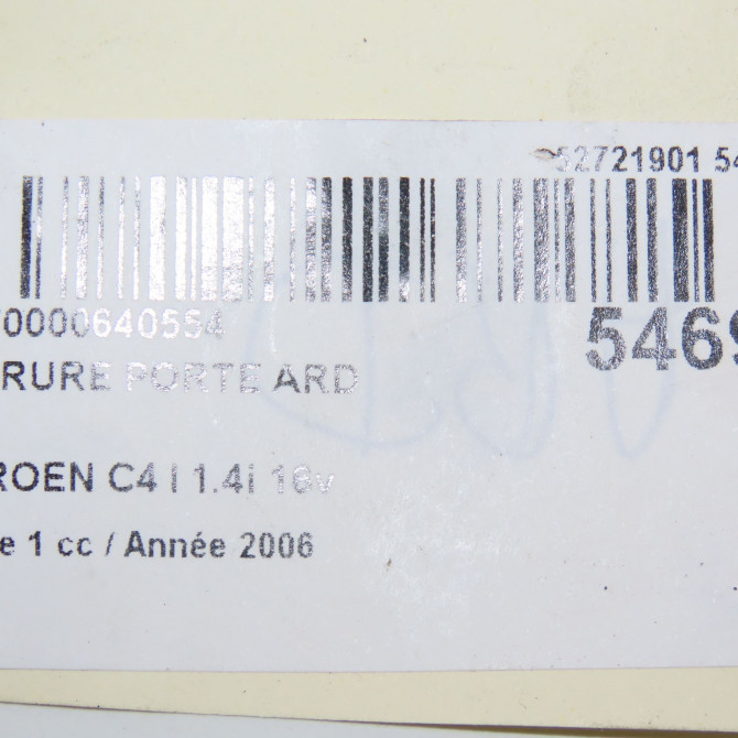 Serrure porte ard occasion CITROEN C4 I Phase 1 11-2004->07-2008 1.4i 16v 9138T5 8