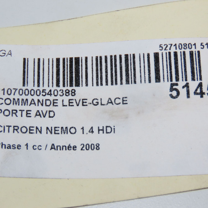 Commande lève-glace porte avant droite occasion CITROEN NEMO Phase 1 09-2008->... 1.4 HDi 6490H0 5