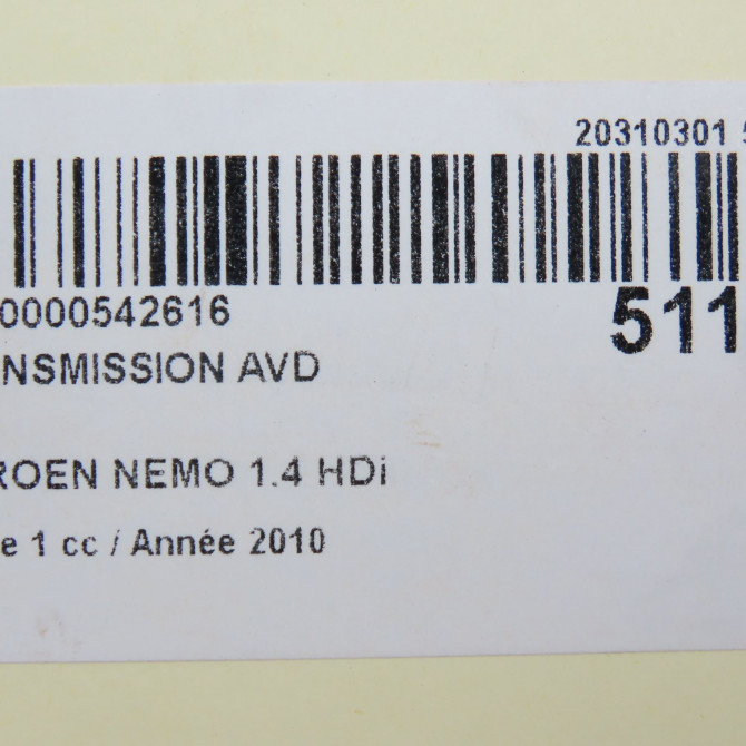 Transmission avant droite occasion CITROEN NEMO Phase 1 09-2008->... 1.4 HDi 1607734980 6
