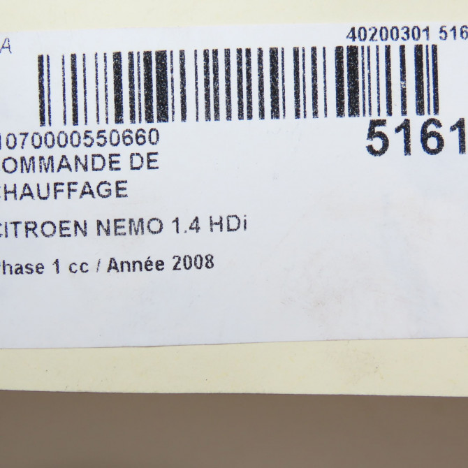 Commande de chauffage occasion CITROEN NEMO Phase 1 09-2008->... 1.4 HDi 6490K4 5