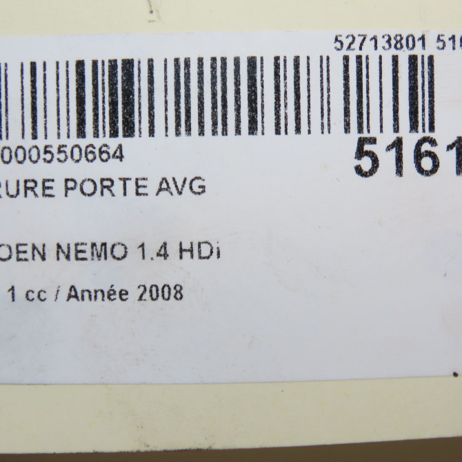 Serrure porte avg occasion CITROEN NEMO Phase 1 09-2008->... 1.4 HDi 1674220180 5
