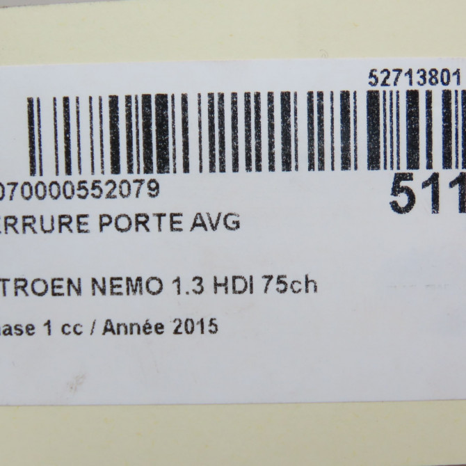 Serrure porte avg occasion CITROEN NEMO Phase 1 09-2008->... 1.3 HDI 75ch 1674220180 6