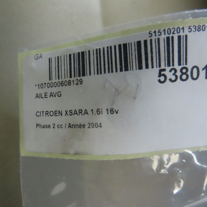 Aile avant gauche occasion CITROEN XSARA Phase 2 09-2000->12-2005 1.6i 16v 7840L0 4