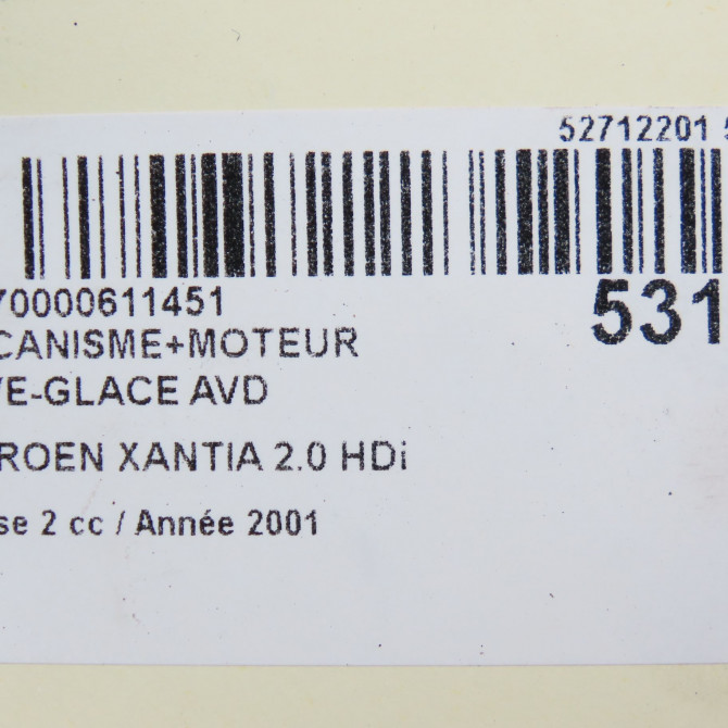 Mecanisme + moteur lève-glace avant droit occasion CITROEN XANTIA Phase 2 12-1997->06-2001 2.0 HDi 90ch 9222F6 8