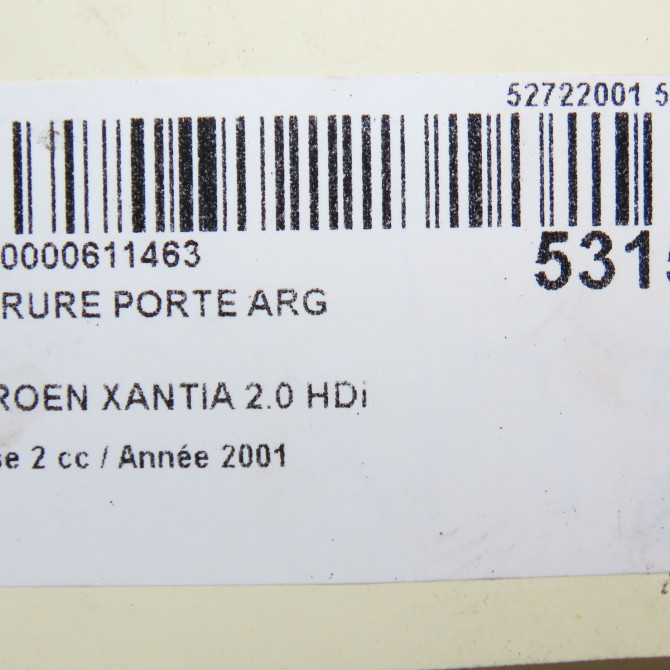 Serrure porte arg occasion CITROEN XANTIA Phase 2 12-1997->06-2001 2.0 HDi 90ch 913744 5